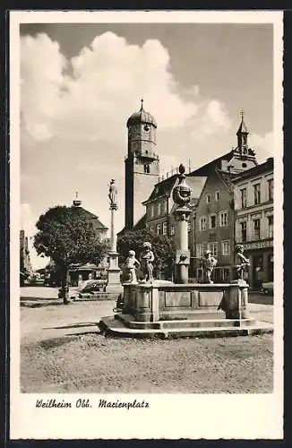 AK Weilheim /Obb., Das Café Stoll am Marienplatz