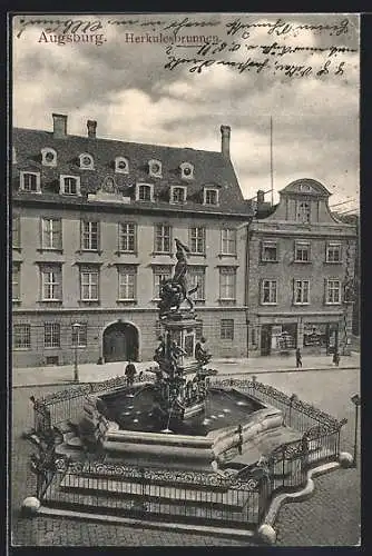 AK Augsburg, Blick auf den Herkulesbrunnen