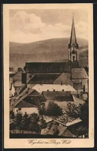 AK Wegscheid im Bayr. Wald, Ortsansicht mit der Kirche