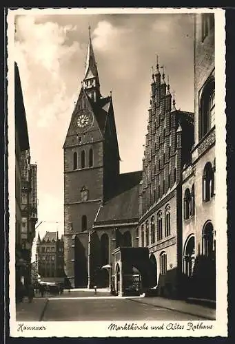 AK Hannover, Die Marktkirche und das alte Rathaus
