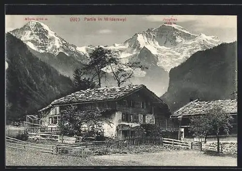 AK Wilderswyl, Partie mit Haus vor Mönch und Junfrau