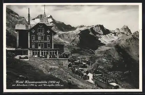 AK Klausenpasshöhe, Hotel Klausenpasshöhe mit Post-LKW
