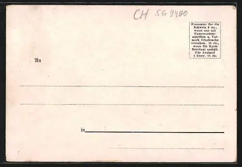 Lithographie Rorschach, Panoramaansicht der Umgebung und der Alpen, Rhein-Fall