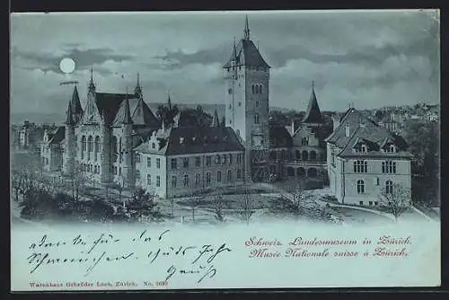 Mondschein-AK Zürich, Am Schweizerischen Landesmuseum