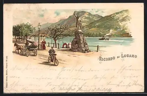 Lithographie Lugano, Strassenpartie