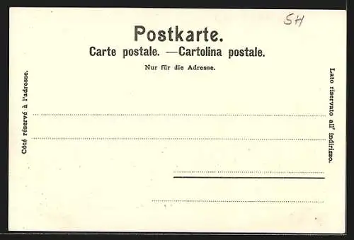 Lithographie Stein a. R., Gebäudepartie am Ufer