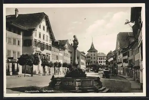 AK Sempach, Brunnen an der Hauptstrasse