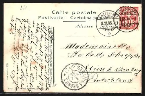 AK Luzern, Strasse vor dem Hotel Schweizerhof