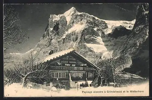 AK Grindelwald, Paysage alpestre et le Wetterhorn