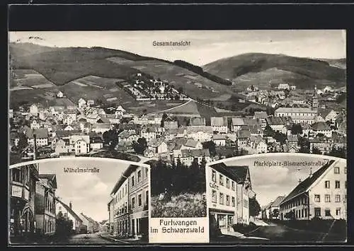 AK Furtwangen im Schwarzwald, Wilhelmstrasse, Marktplatz-Bismarckstrasse