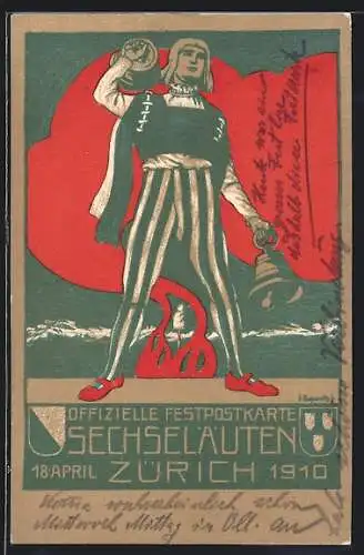 Künstler-AK Zürich, Volksfest Sechseläuten 1910