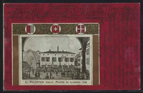 Künstler-AK Lugano, Li Volontari sulla Piazza, 1798