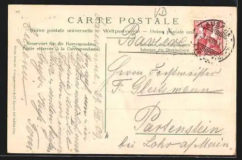 AK Lausanne, Hotel des Postes, Briefmarken