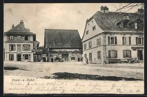 AK Chalet-à-Gobet, Bahnhof und Gasthaus Auberge du Chalet