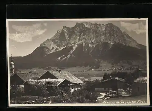 AK Lermos, Ortsansicht mit der Zugspitze