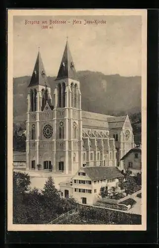 AK Bregenz am Bodensee, Blick auf die Herz Jesu-Kirche