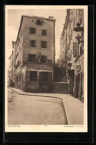 AK Salzburg, Nonnenberg Stiege, Knauseder Gasthaus