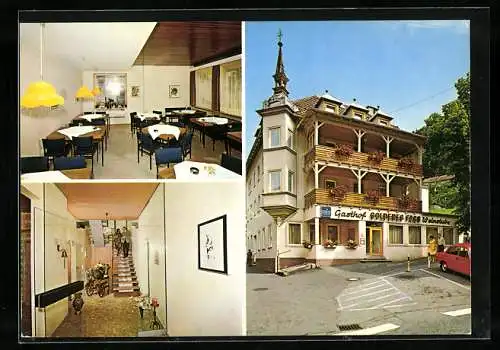 AK Bad Teinach /Schwarzwald, Gasthof und Pension Zum Goldenen Fass, Inh. P. Winker, mit Innenansichten