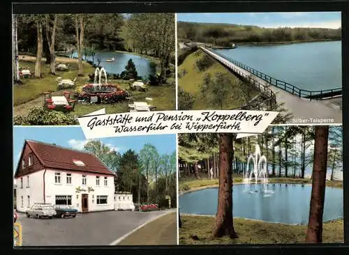 AK Wasserfuhr bei Wipperfürth, Gaststätte und Pension Koppelberg, Garten- und Seepartie