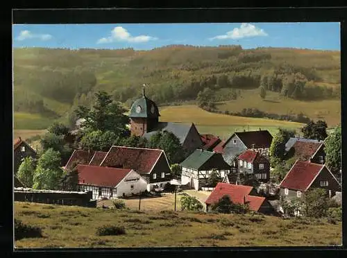 AK Hülsenbusch im Oberbergischen Land, Ortsansicht mit der Kirche