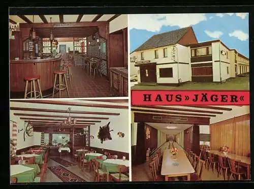 AK Gummersbach /Herreshagen, Das Hotel-Restaurant Haus Jäger, mit Innenansichten