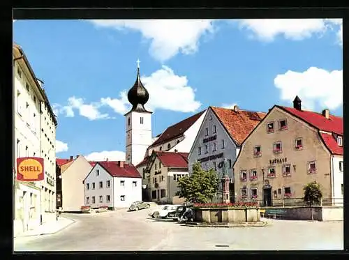 AK Ruhmannsfelden, Marktplatz mit Blick nach der Kirche