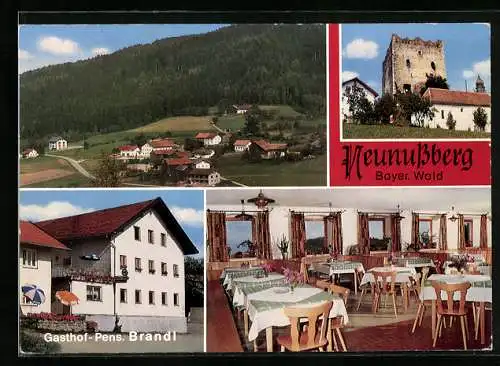 AK Neunussberg, Gasthof-Pension Brandl, Innenansicht, Burg, Panorama