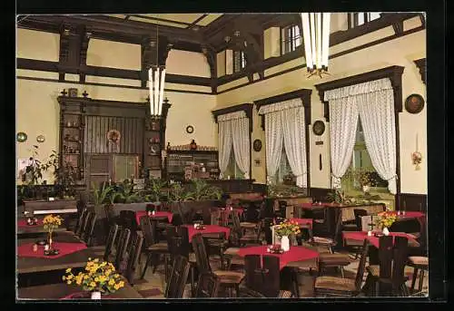 AK Bayerisch Eisenstein /Bayer. Wald, Restaurant im Grenzbahnhof, Speisesaal