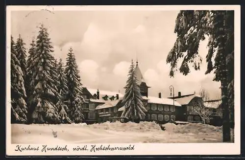 AK Bühl i. B., Das Kurhaus Hundseck im Schnee