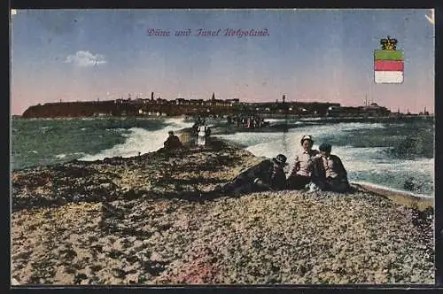AK Helgoland, Düne und Blick zur Insel