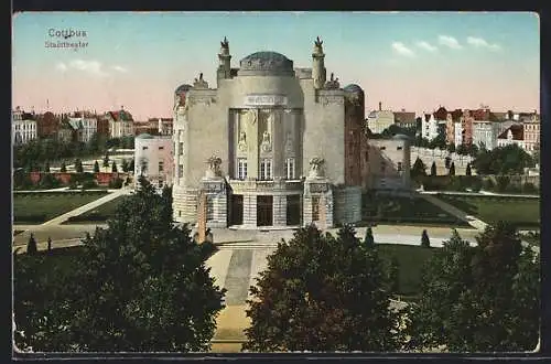 AK Cottbus, Frontalansicht des Stadttheaters