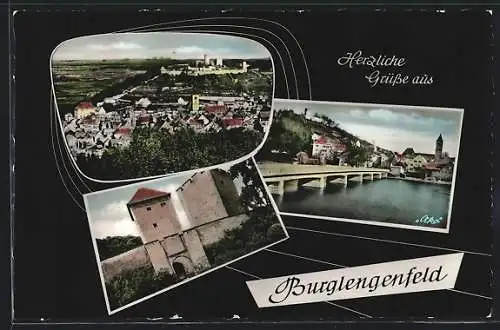 AK Burglengenfeld, Flussbrücke, die Burg, Gesamtansicht