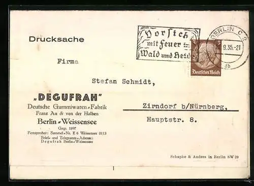 Klapp-AK Berlin-Weissensee, Reklame der Degufrah, Deutsche Gummiwaren-Fabrik von Franz Au & von der Halben