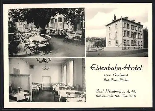 AK Bad Homburg, Eisenbahn-Hotel, Luisenstrasse 113
