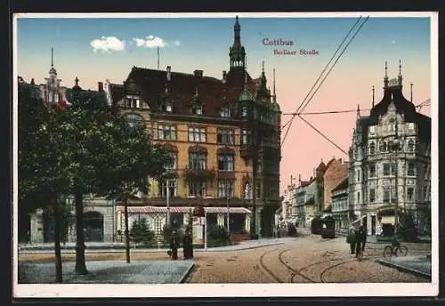 AK Cottbus, Strassenbahn an der Berliner Strasse