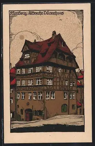 Steindruck-AK Nürnberg, Albrecht Dürerhaus