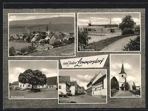 AK Lommersdorf, Ortsansicht, Strassenpartie, Marktplatz, Kirche