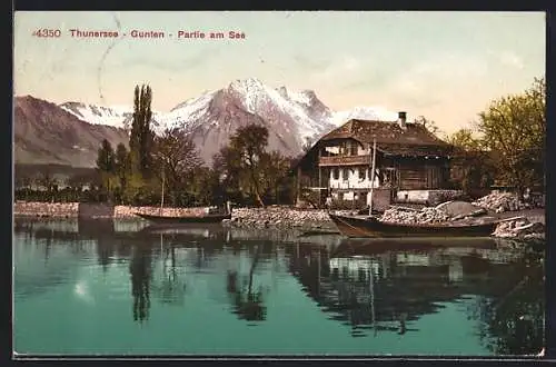AK Gunten, Häuserpartie am Thunersee