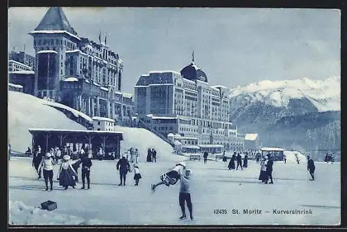 AK St. Moritz, Kurvereinringk mit Eisläufern