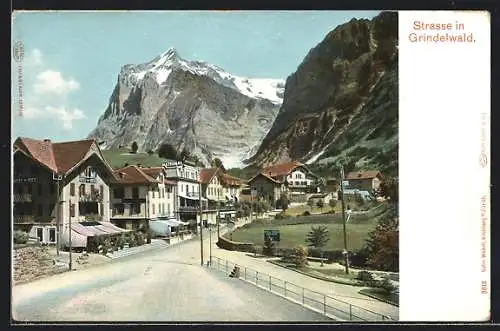 AK Grindelwald, Strassenpartie mit Hotel Kreuz