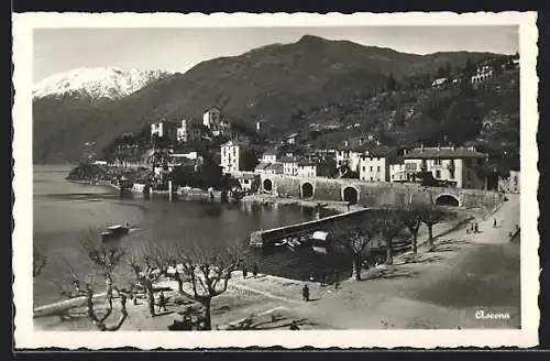 AK Ascona, Teilansicht mit Hafen aus der Vogelschau