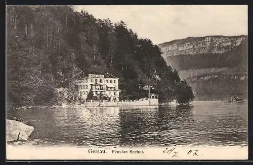 AK Gersau, Pension Seehof, vom Wasser gesehen