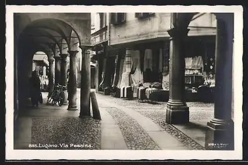 AK Lugano, Via Pessina mit Geschäft