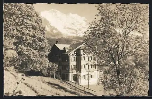 AK Wengen, Hotel-Pension Bellevue mit Umgebung