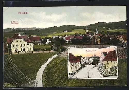 AK Pleinfeld, Ortsansicht mit Schloss Sandsee, Marktplatz