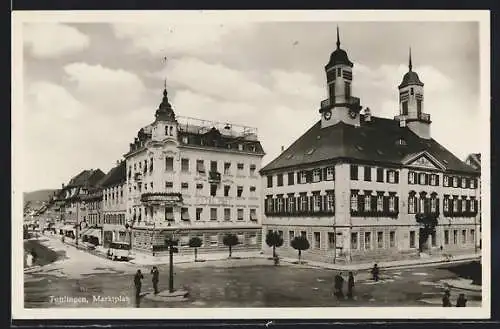 AK Tuttlingen, Marktplatz mit Hotel Post