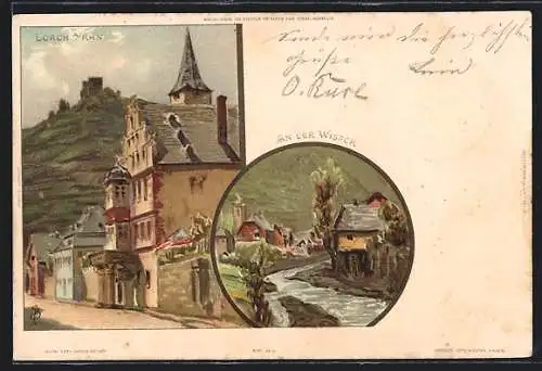 Künstler-AK Carl Biese: Lorch a. Rh., An der Wisper, Alte Strasse