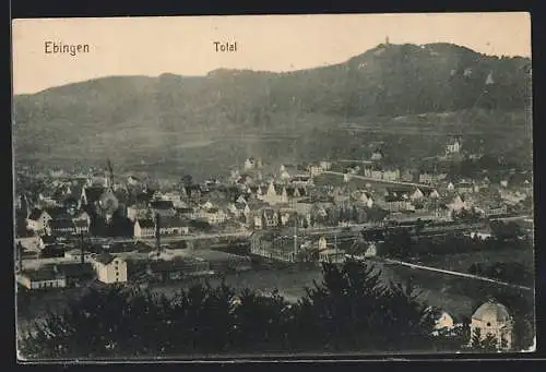 AK Ebingen, Totalansicht mit Bergpanorama