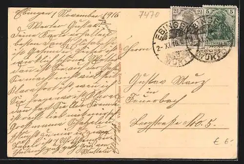 AK Ebingen, Ansicht vom Neuen Rathaus