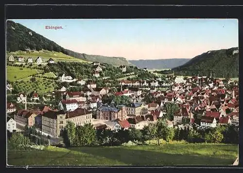 AK Ebingen, Ortsansicht bei Sonnenschein